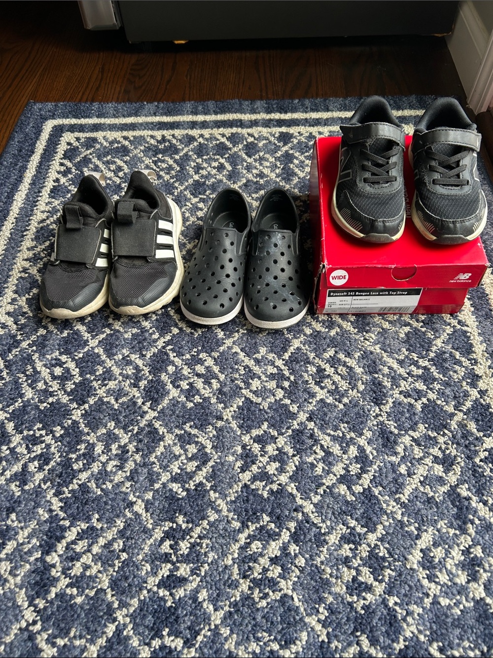 3 pairs of shoes. 10 wide and 2 size 11’s. Adidas. New balance.